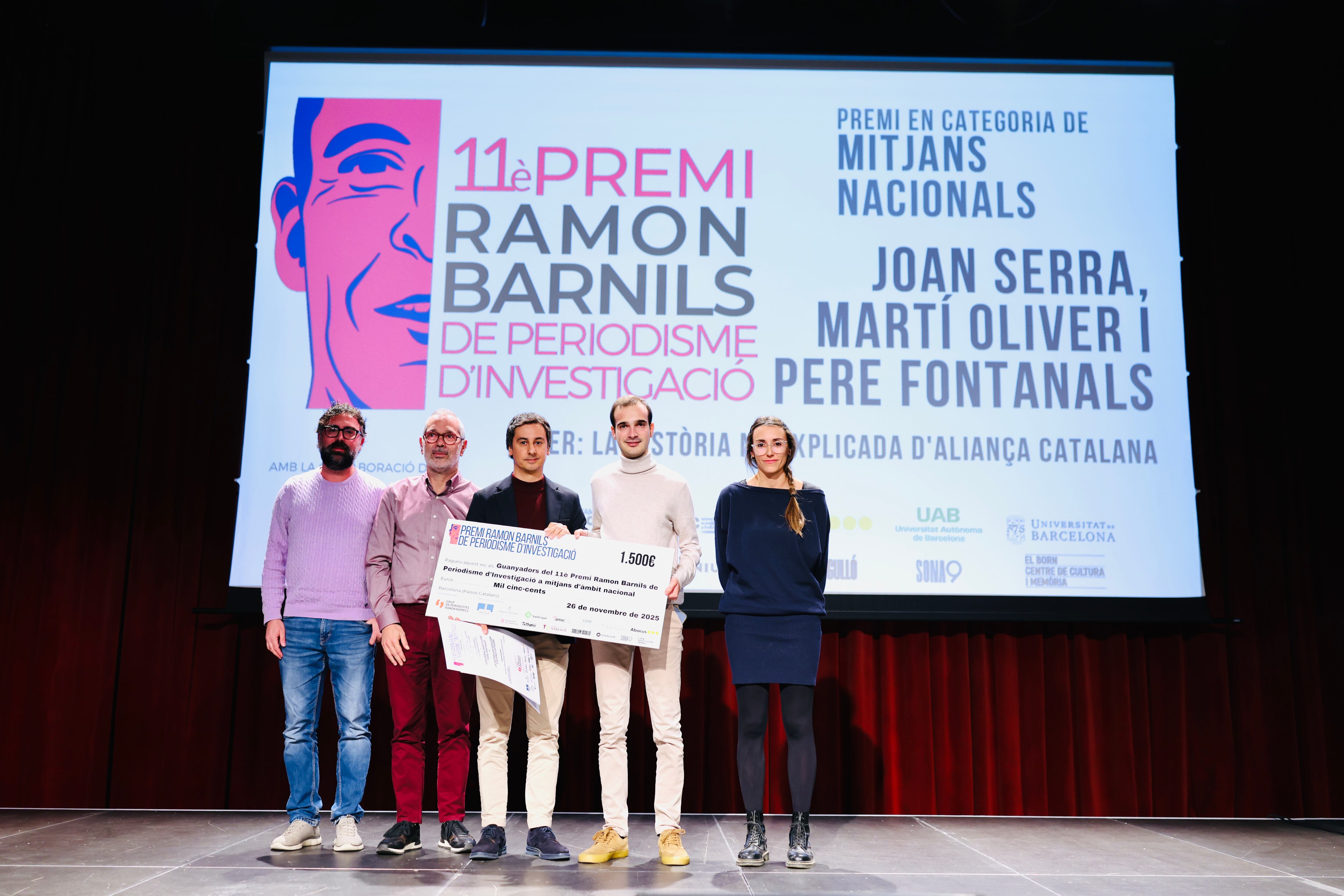 Els guardonats amb l&#039;11è Premi Ramon Barnils de Periodisme d&#039;Investigació a la categoria de Mitjans Nacionals