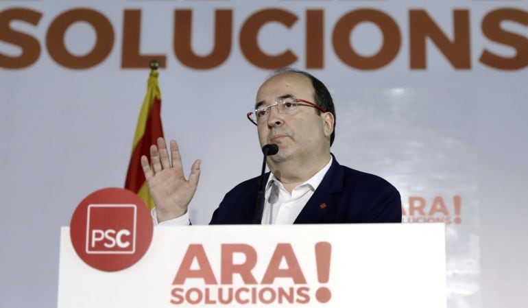 El primer secretario del PSC, Miquel Iceta, durante la inauguración de la jornada de debate sobre los ejes del programa electoral de los socialistas para el 21-D.