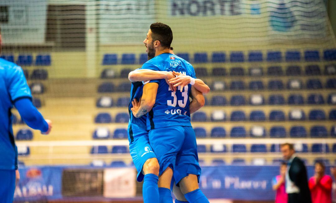 Imagen de una de las celebraciones de uno de los goles frente al OParrulo Ferrol 