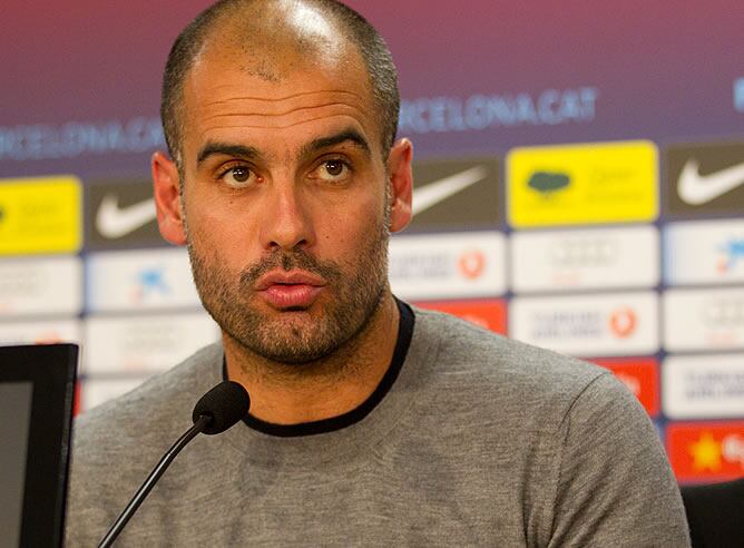 Guardiola, durante una rueda de prensa