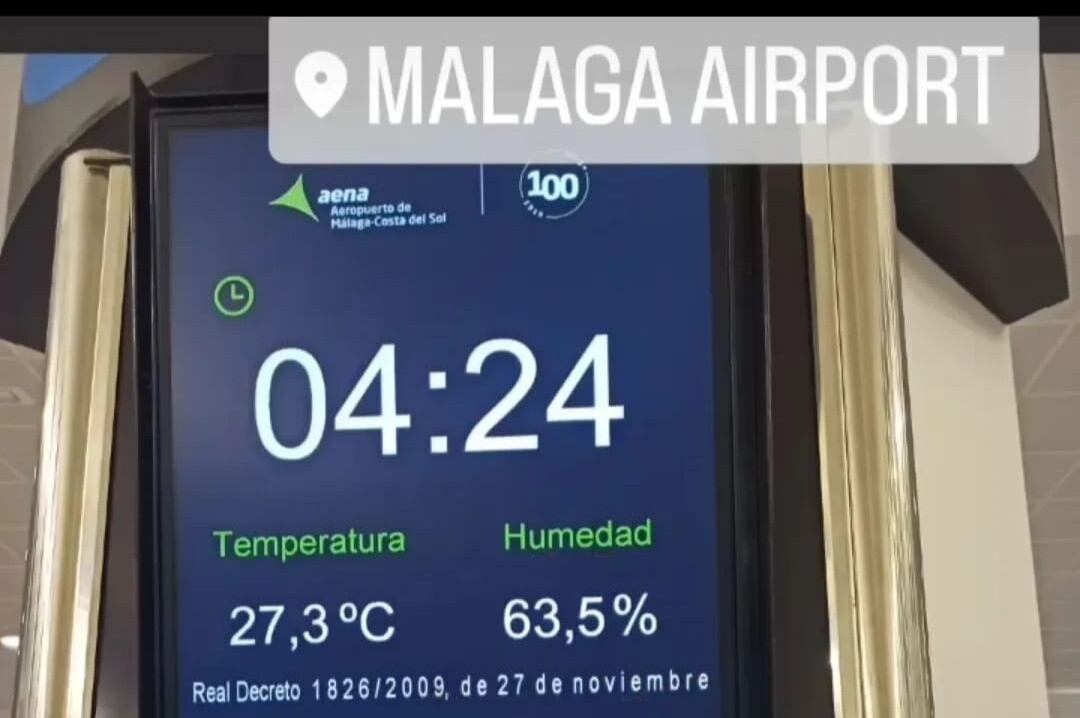 Temperatura esta madrugada en el aeropuerto de Málaga