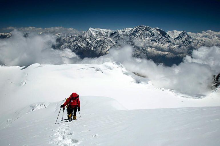 La expedición, en una anterior incursión en la montaña