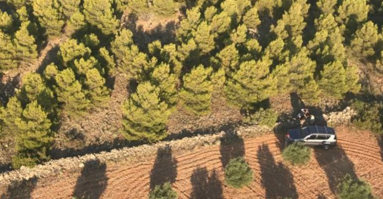 Imagen tomada por el helicóptero que participó en las labores de búsqueda