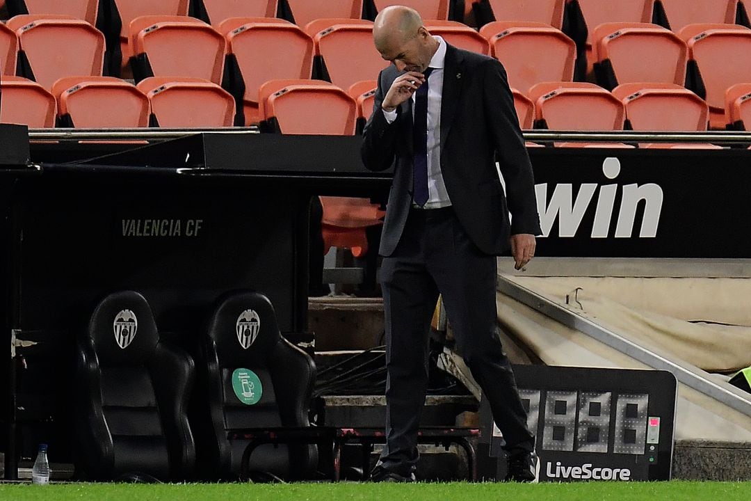 Zidane, en el último partido frente al Valencia en Mestalla