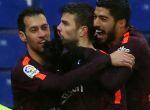 Gerard Piqué celebra su gol en Cornellà.