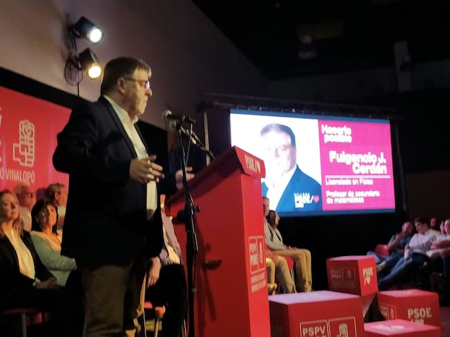Fulgencio Cerdán, durante el acto del PSOE