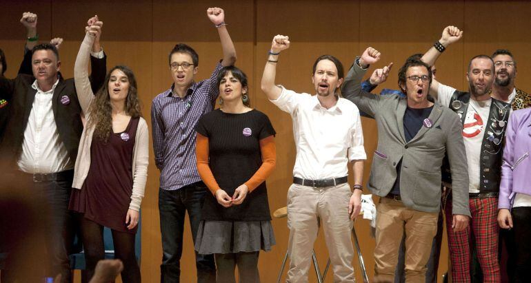 El líder de Podemos, Pablo Iglesias, durante un acto electoral del partido en Cádiz