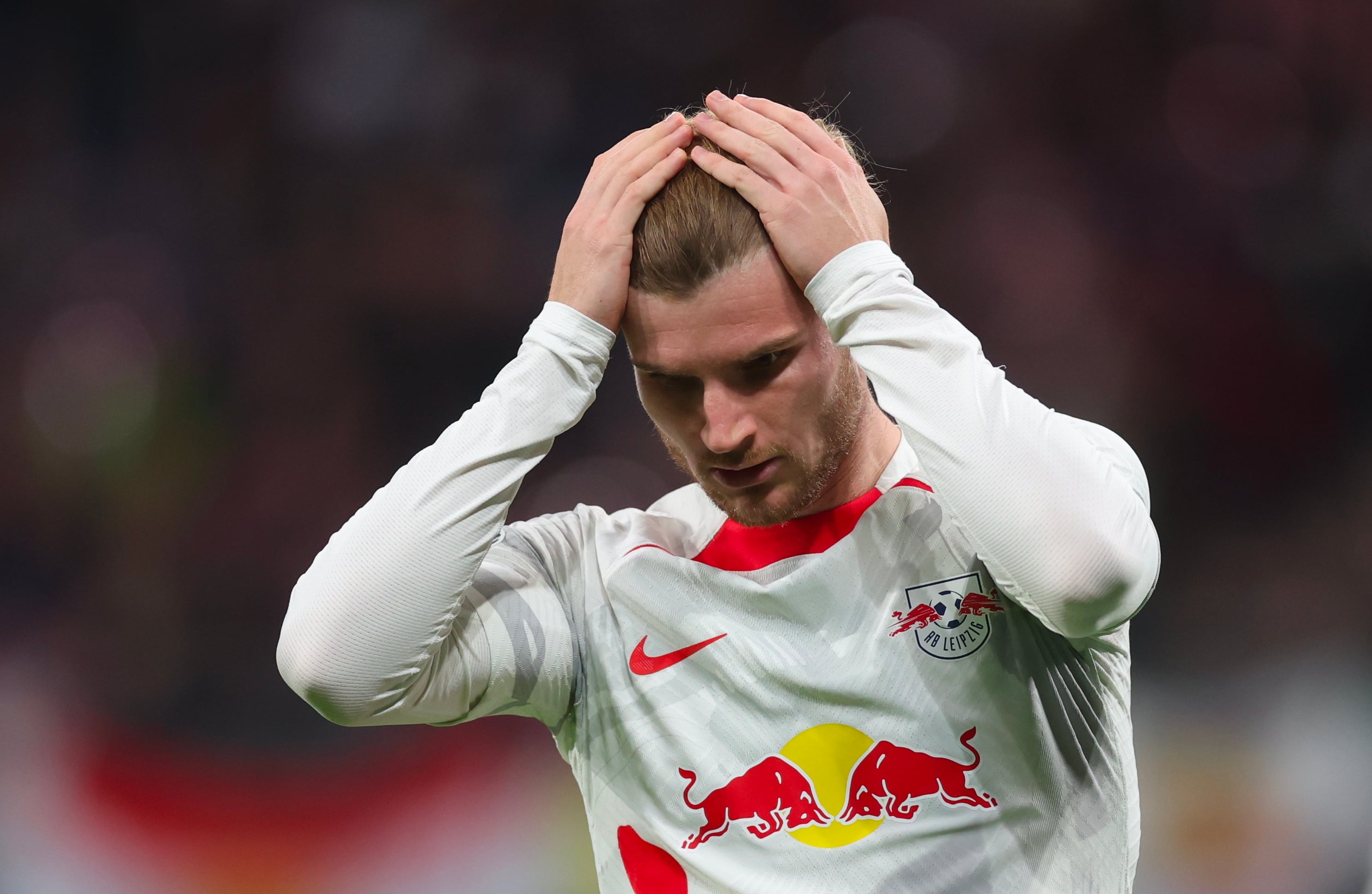 Timo Werner se lamenta de una ocasión con el RB Leipzig