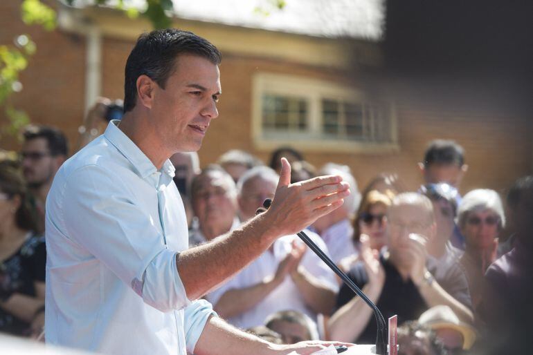 El líder del PSOE, durante un mitin de campaña