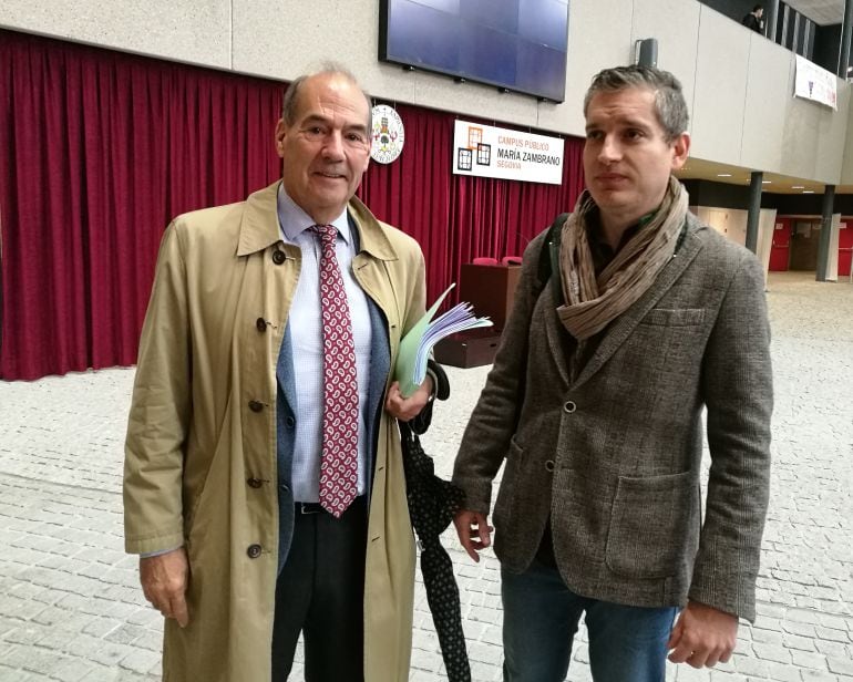 El candidato a rector Ángel Marina García-Tuñón(i) junto a su canditado vicerrector de Segovia Luis Carlos Martínez (d) 