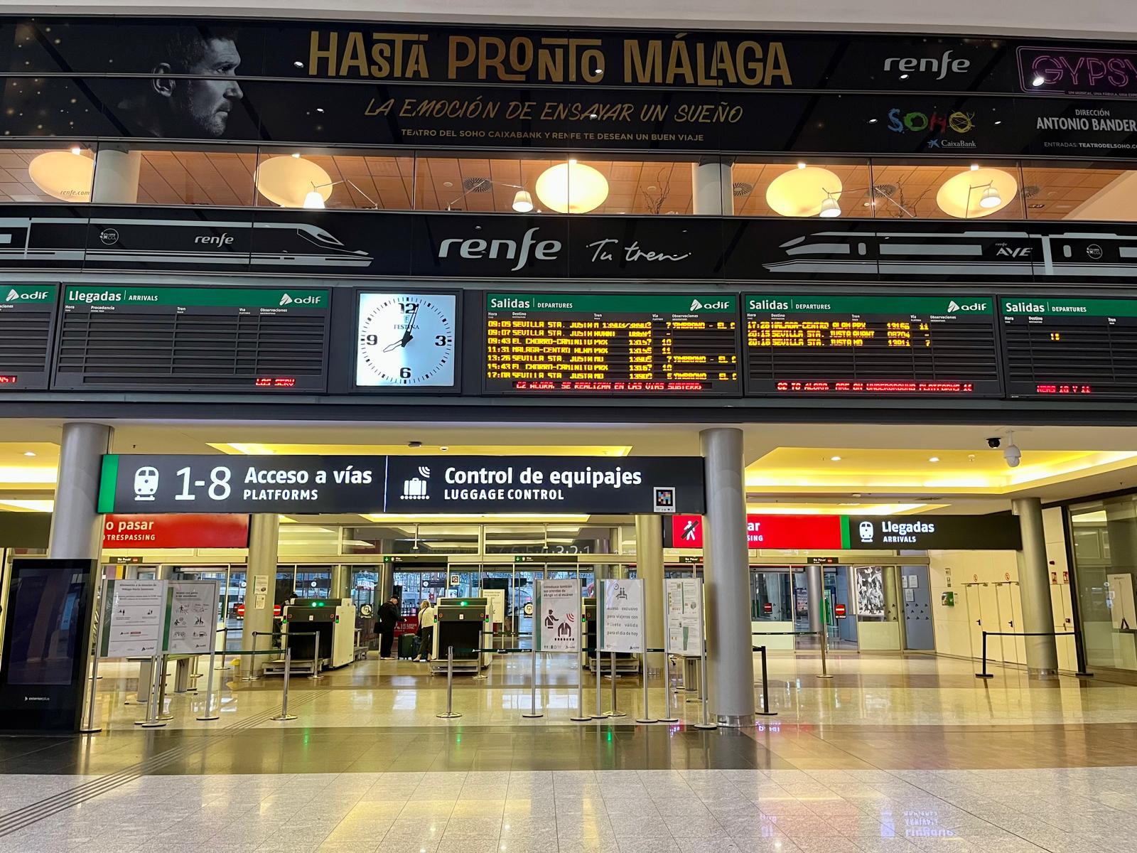 Estación de trenes María Zambrano de Málaga este martes a primera hora