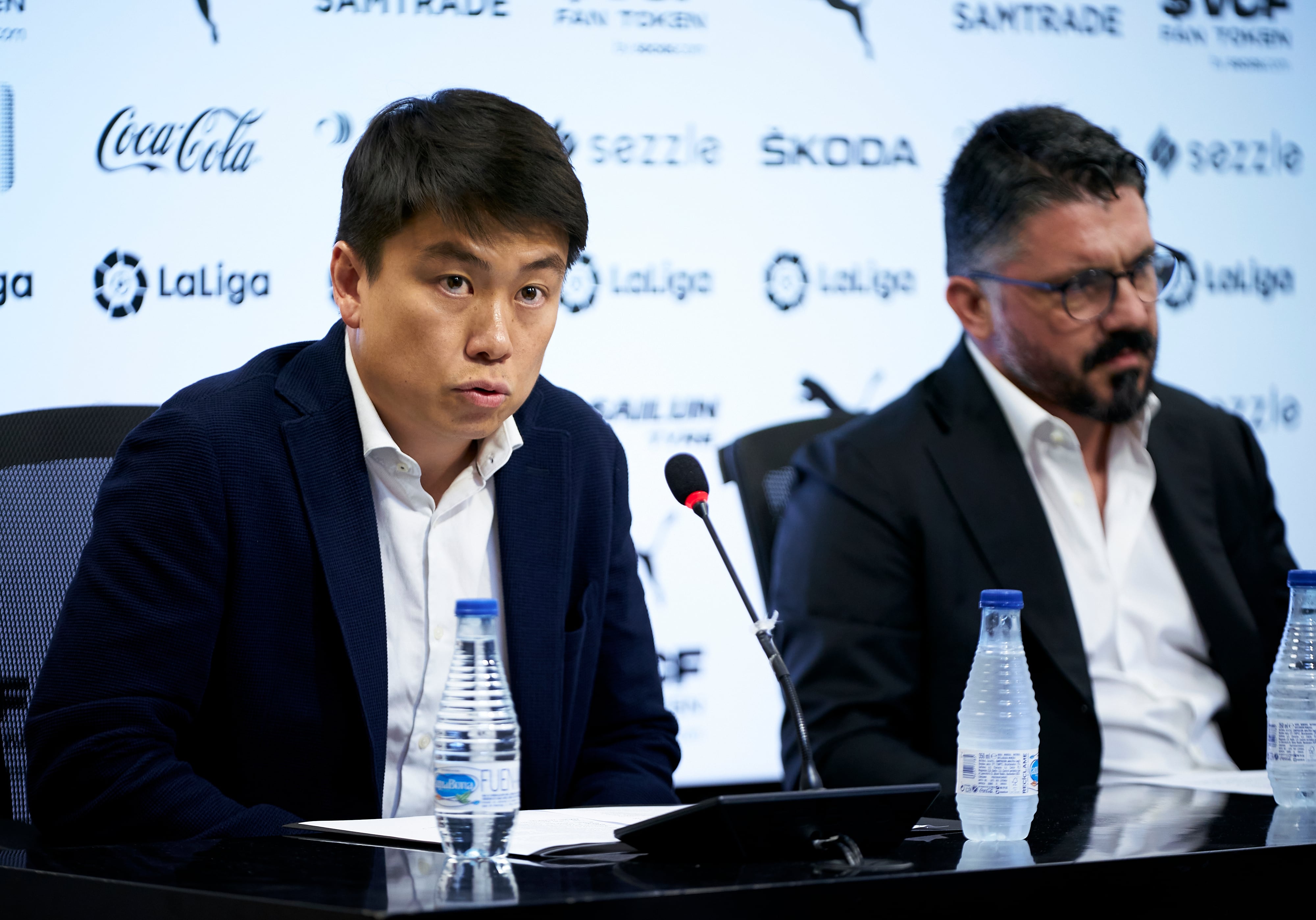 Sean Bai y Gennaro Gattuso en Mestalla