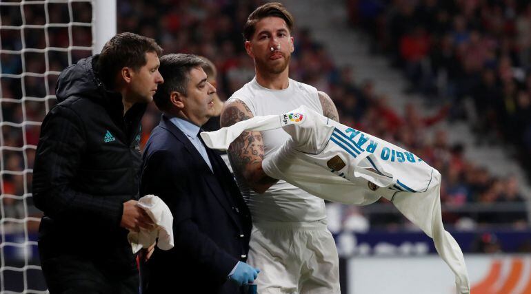 Sergio Ramos, en el derbi del Wanda Metropolitano.