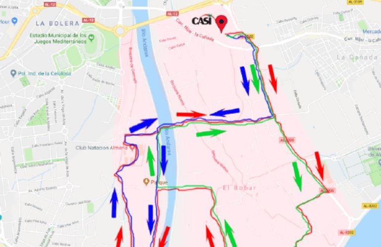 Plano del trazado de la carrera con epicentro en la CASI