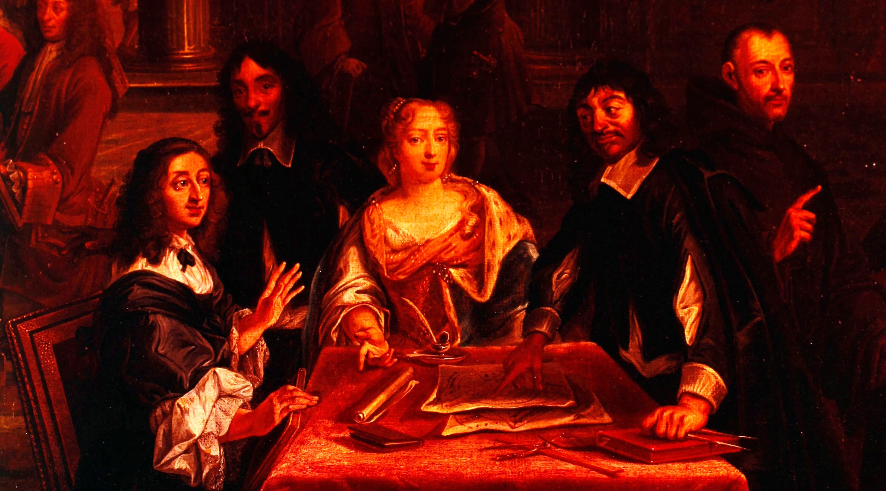 Cristina de Suecia junto a René Descartes.