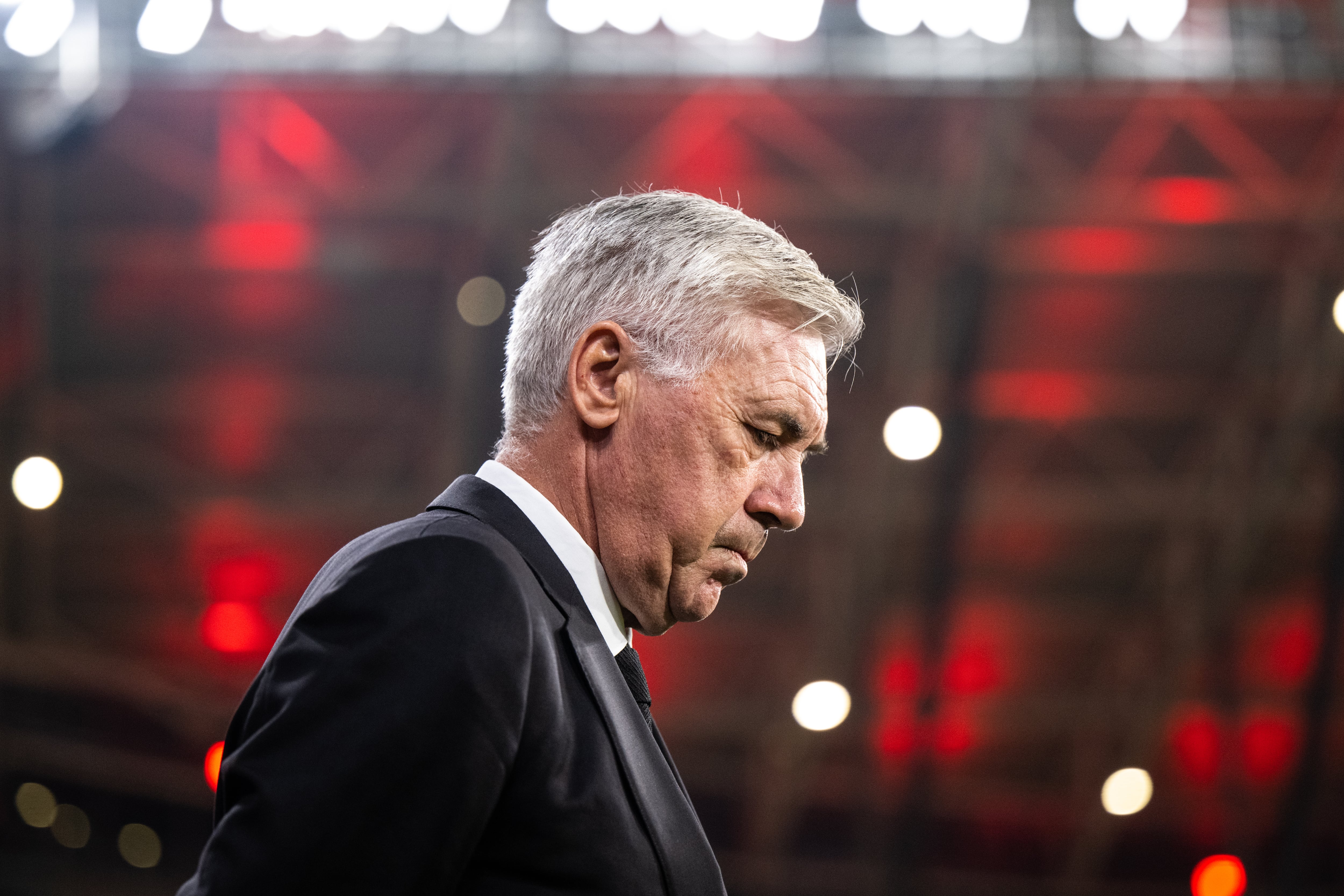 Ancelotti en la derrota ante el RB Leipzig.