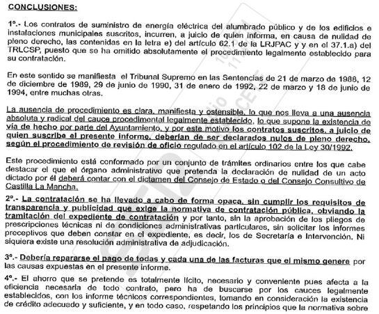 Conclusiones del informe de la Secretaria Municipal