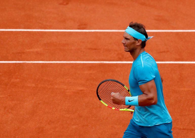 Nadal celebra un punto ante Bolelli