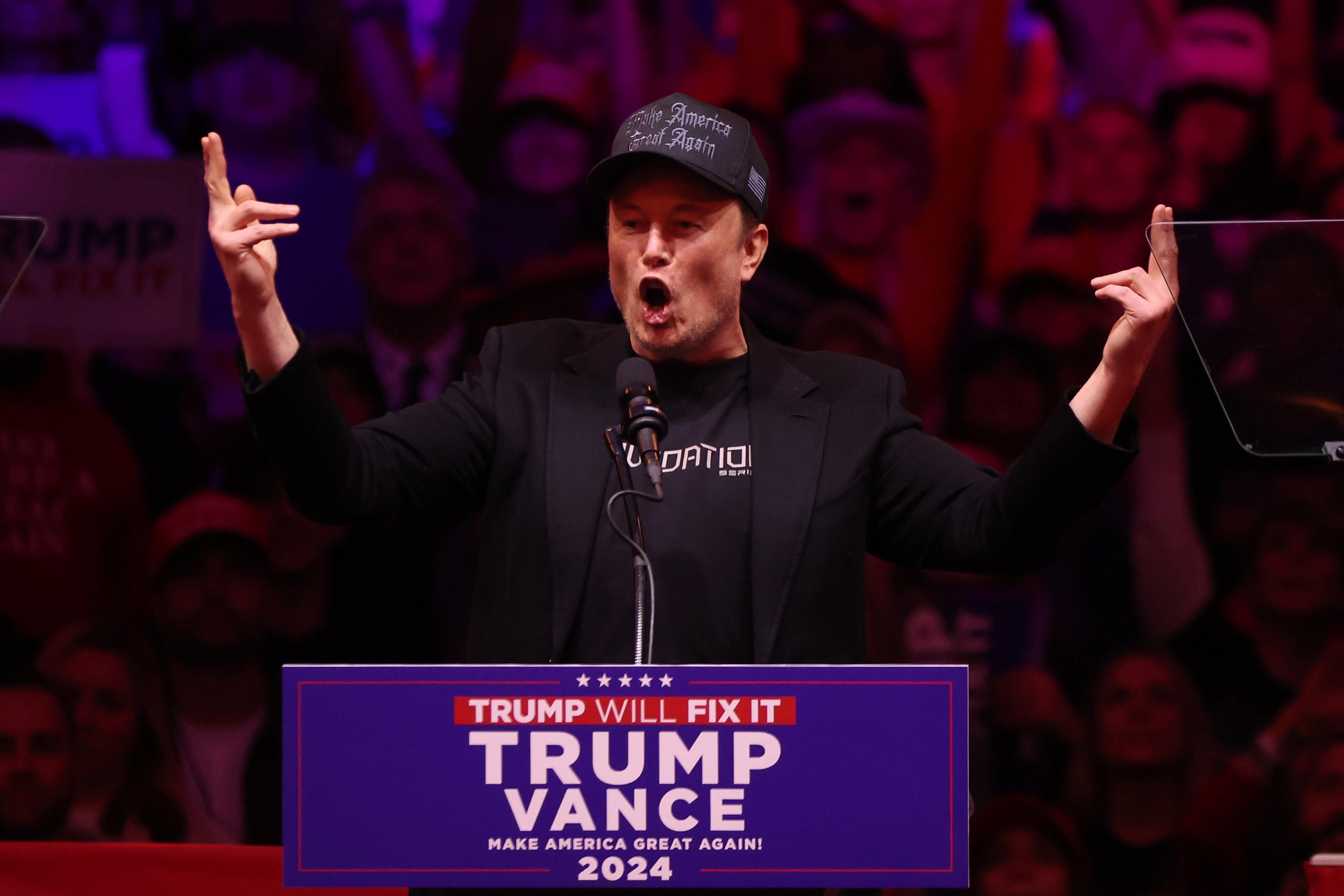 Elon Musk, durante el mitin del Madison Square Garden de este domingo