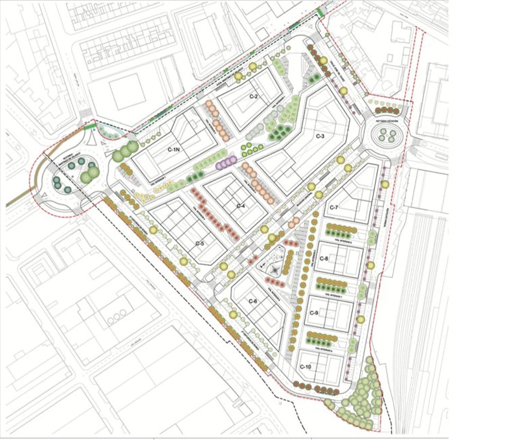 Plano de la reurbanización de Las Harineras cedido por el Ayuntamiento de Huesca.