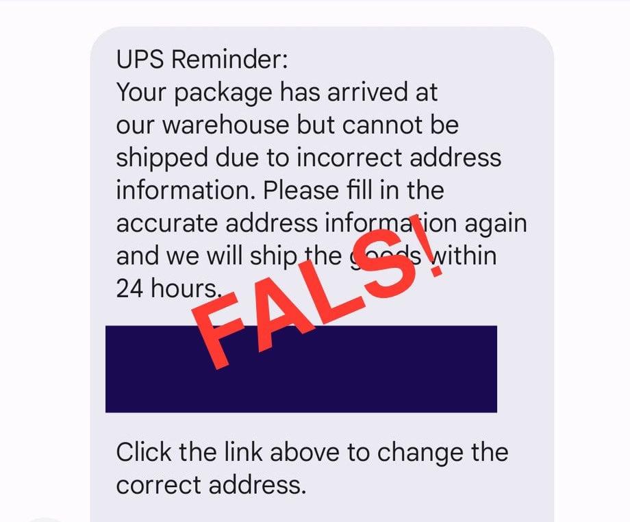 Un dels missatges fraudulents que s'estan enviant via SMS per intentar estafar els usuaris.