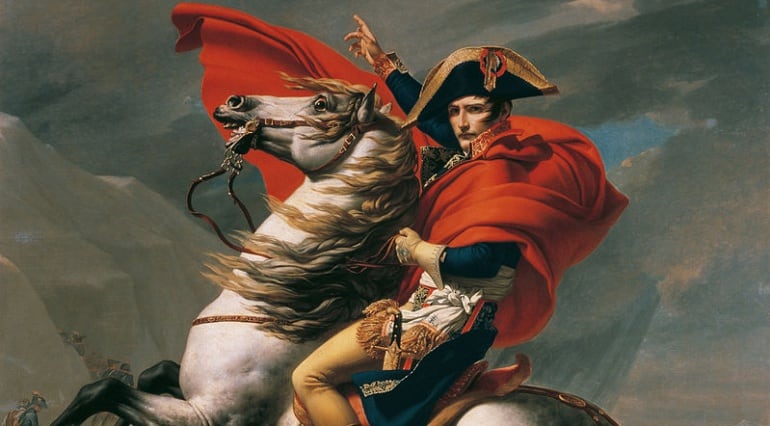 Napoleón cruzando los Alpes (1801), localizada actualmente en el Palacio de Charlottenburg, en Berlín.