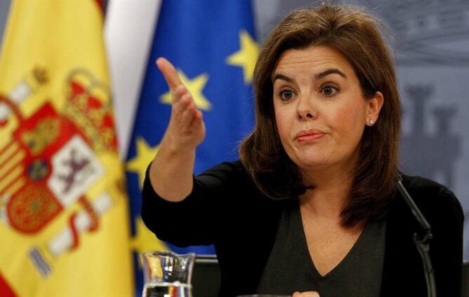 Soraya Sáenz de Santamaría durante el Consejo de Ministros.