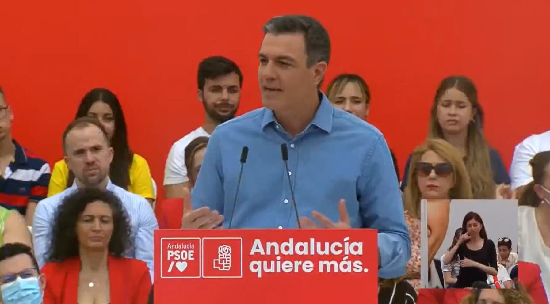 Pedro Sánchez en la precampaña de Andalucía.