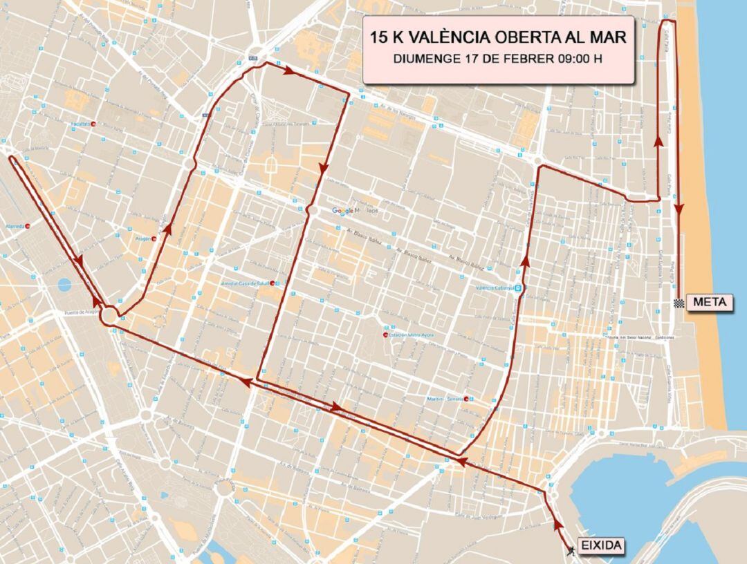 Recorrido de la carrera 15K