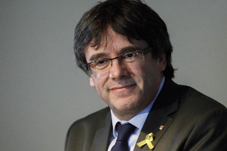 Imagen de la rueda de prensa de Puigdemont en Berlín el pasado 7 de abril