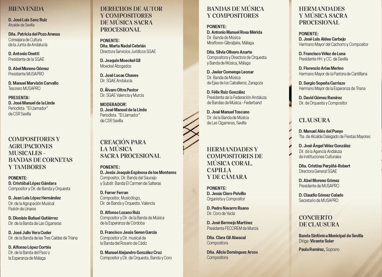 Programa del I Encuentro Nacional de Compositores de Música Sacra Procesional