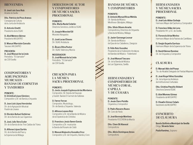 Programa del I Encuentro Nacional de Compositores de Música Sacra Procesional