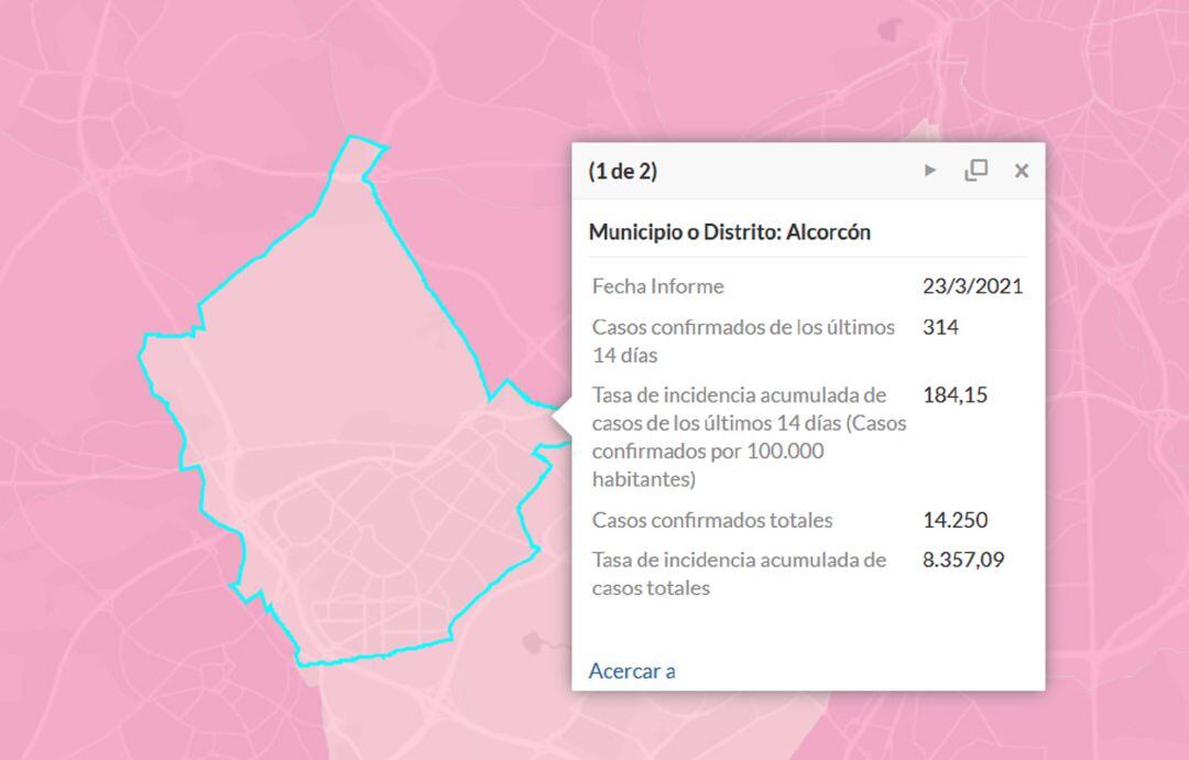 Situación epidemiológica en Alcorcón a 23 de marzo de 2021