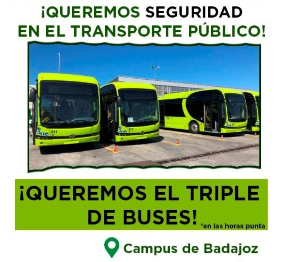 La Coordinadora Estudiantil de Badajoz reclama al ayuntamiento que se tripliquen los autobuses para ir al campus