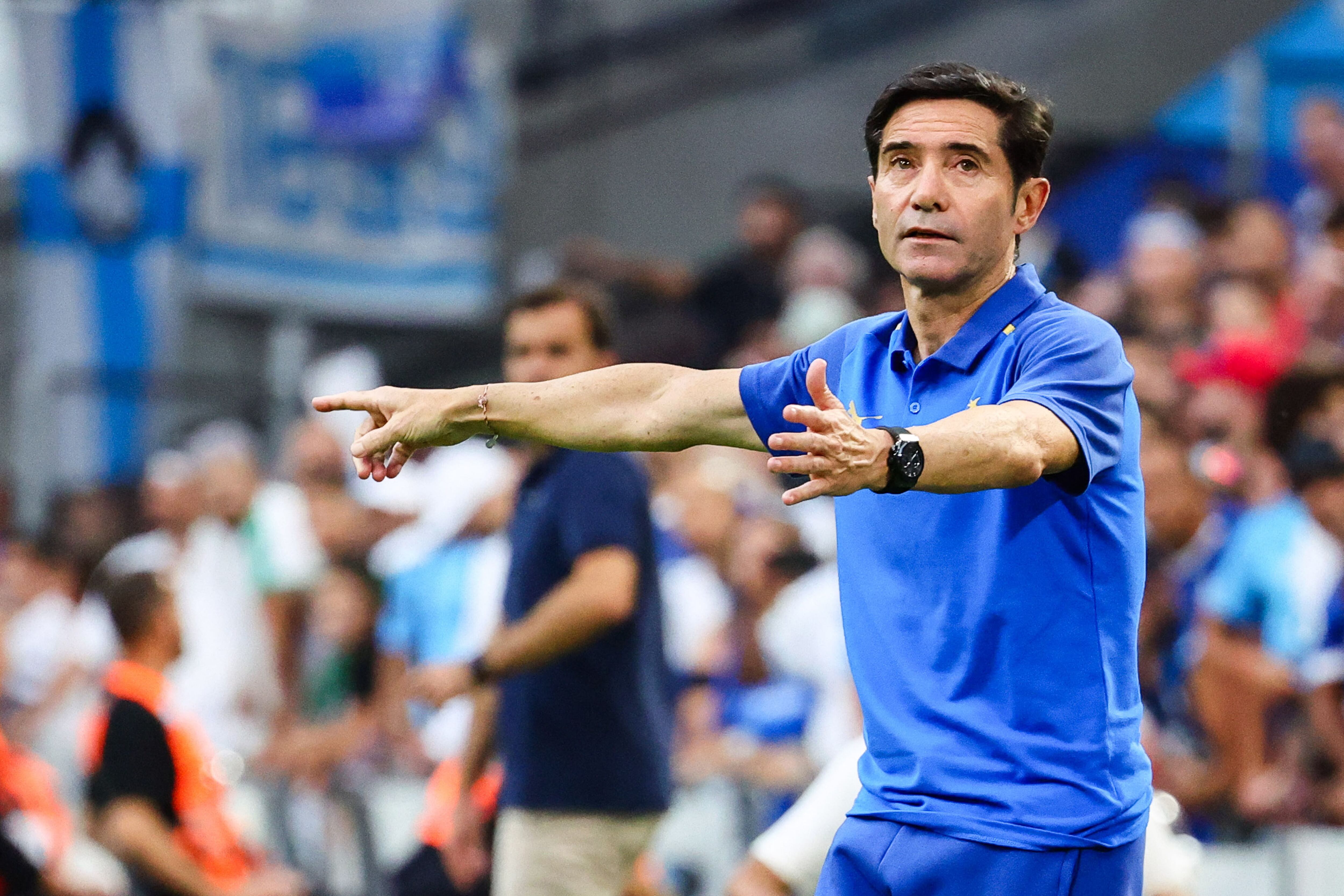 Marcelino García Toral, durante un partido de la liga francesa entre el Olympique de Marsella y el Toulouse FC