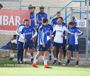 Los jugadores del Real Zaragoza en las instalaciones de la Ciudad Deportiva