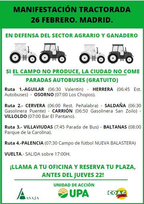 Varios autocares saldrán desde Palencia para acudir a la manifestación de Madrid