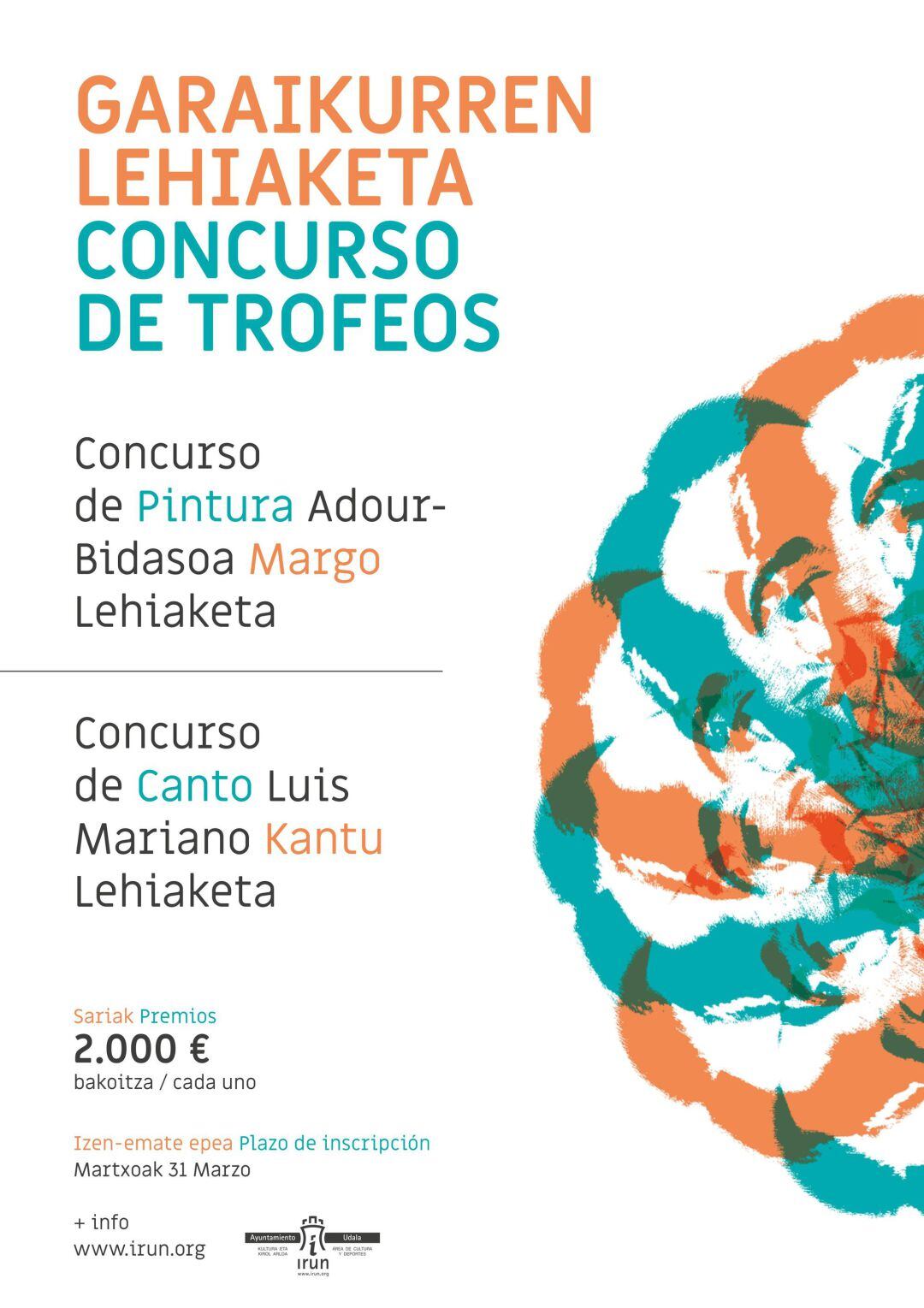 Cartel del concurso de trofeos de Pintura Adour-Bidasoa y de Canto Luis Mariano