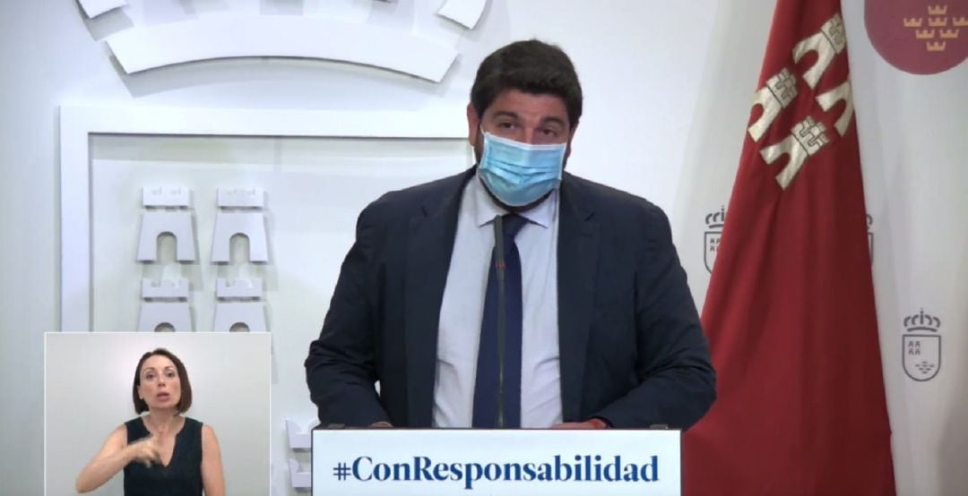 Fernando López Miras en su comparecencia de este lunes