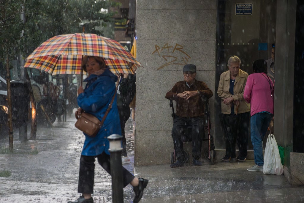 Lluvia y granizo en Madrid.