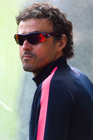 BARCELONA, SPAIN - APRIL 20:  Head coach Luis Enrique of FC Barcelona looks on during a training session ahead of their UEFA Champions League quarter final second leg match against Paris Saint-Germain at Ciutat Esportiva on April 20, 2015 in Barcelona, Spain.  (Photo by David Ramos/Getty Images)