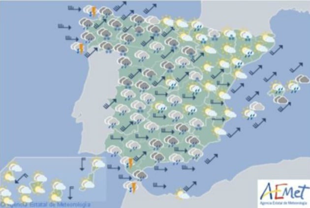 El mapa de previsión para este viernes