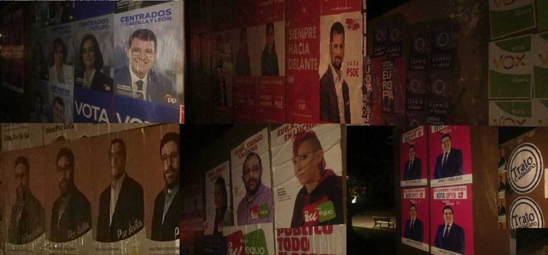 Carteles electorales en la plaza de Santa Ana