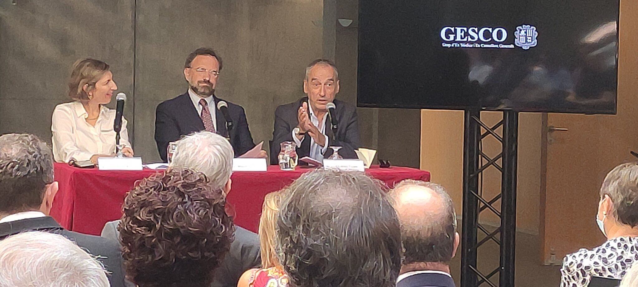 Joan Gabriel, Juli Minoves i Clara Pintat a l&#039;acte d&#039;homenatge del GESCO a Albert Pintat