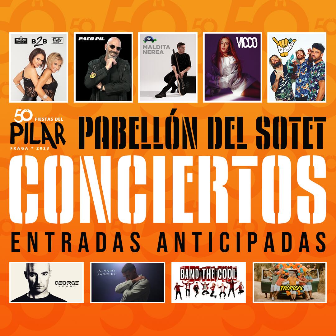 Cartel conciertos Fiestas del Pilar de Fraga 2023