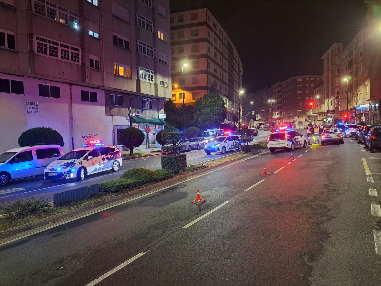 Imagen de un control realizado por la Policía Local en Lugo.