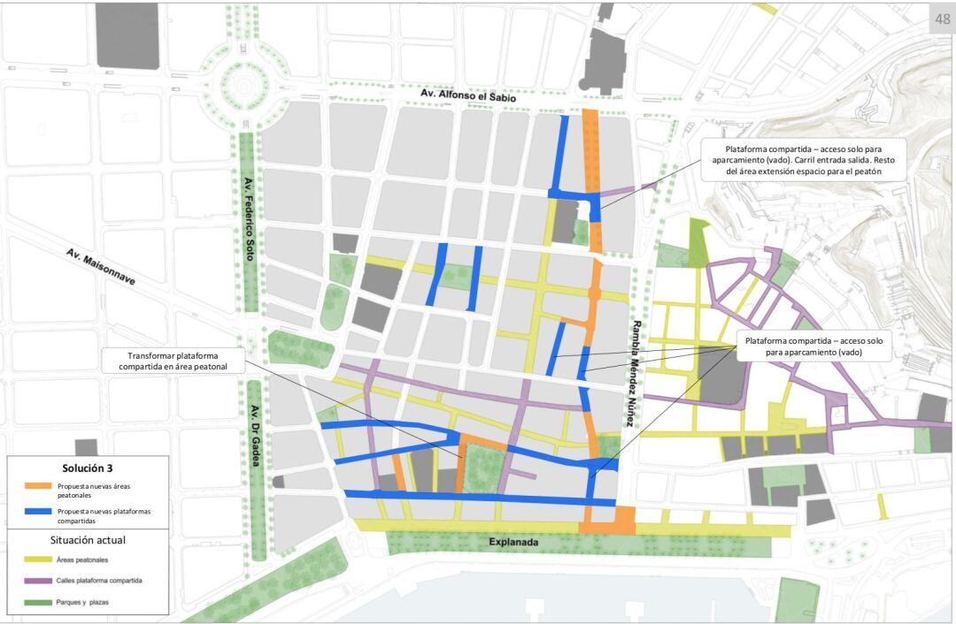 Propuesta de peatonalización del centro de Alicante presentada en 2020