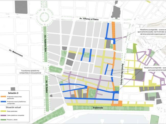Propuesta de peatonalización del centro de Alicante presentada en 2020