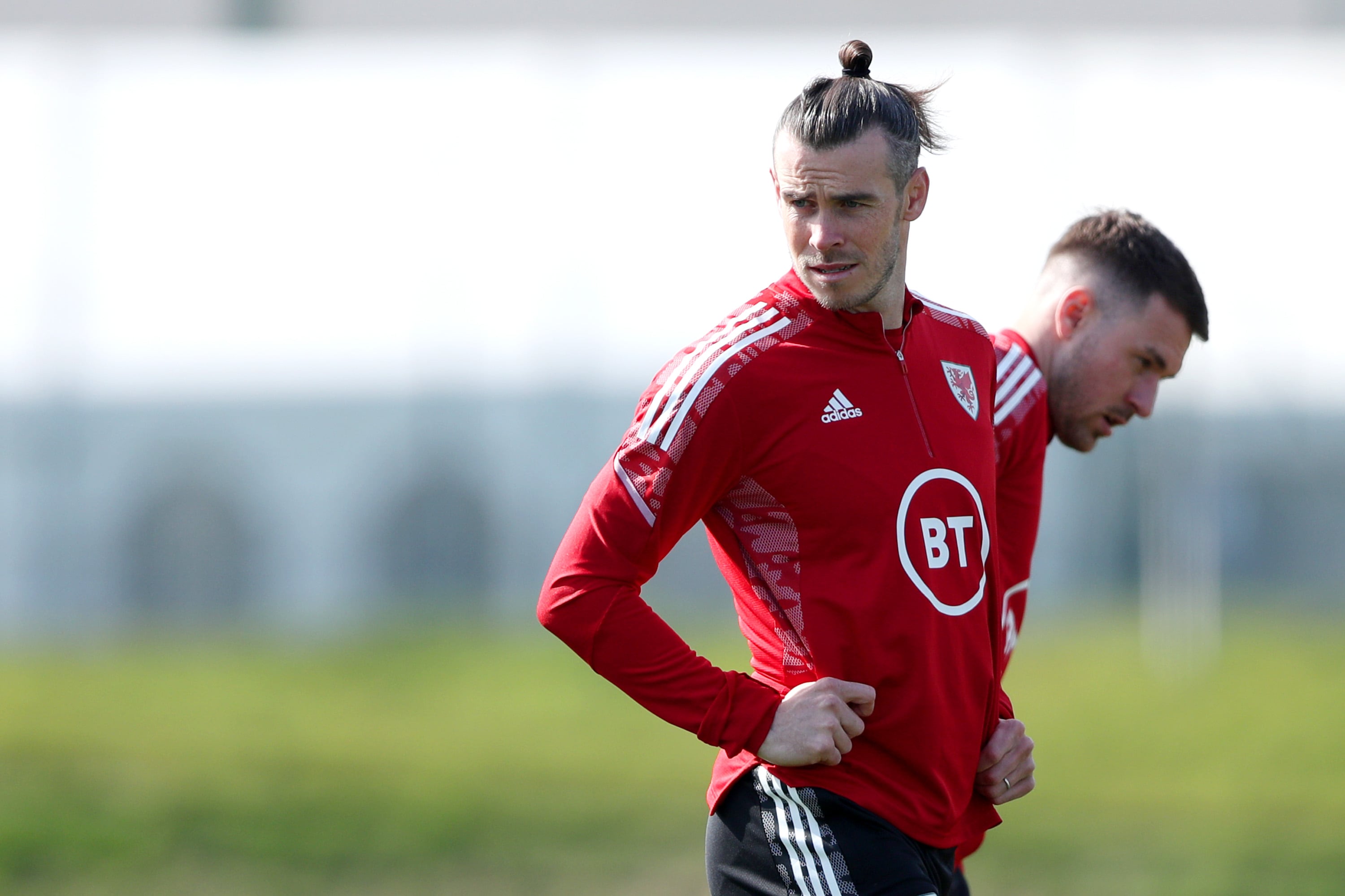 Gareth Bale, en el entrenamiento de Gales