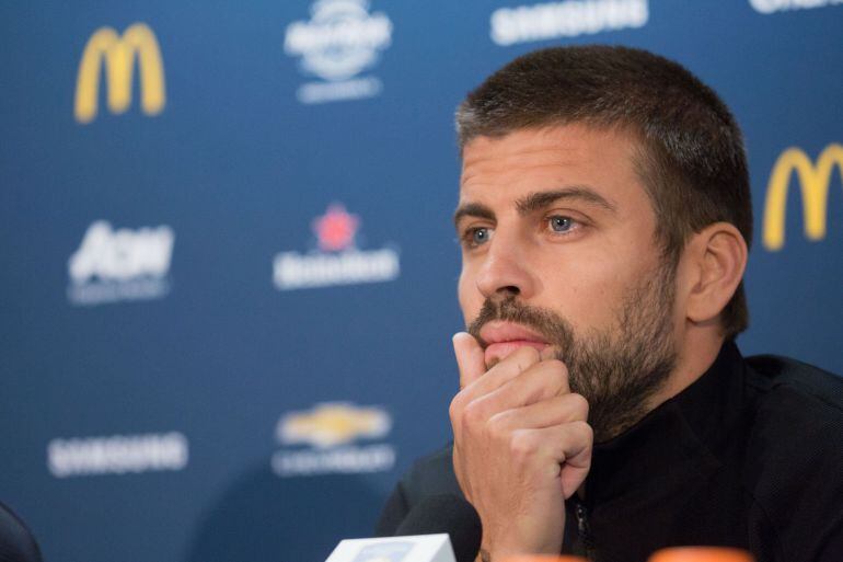 Piqué durante la rueda de prensa en Maryland, Estados Unidos.